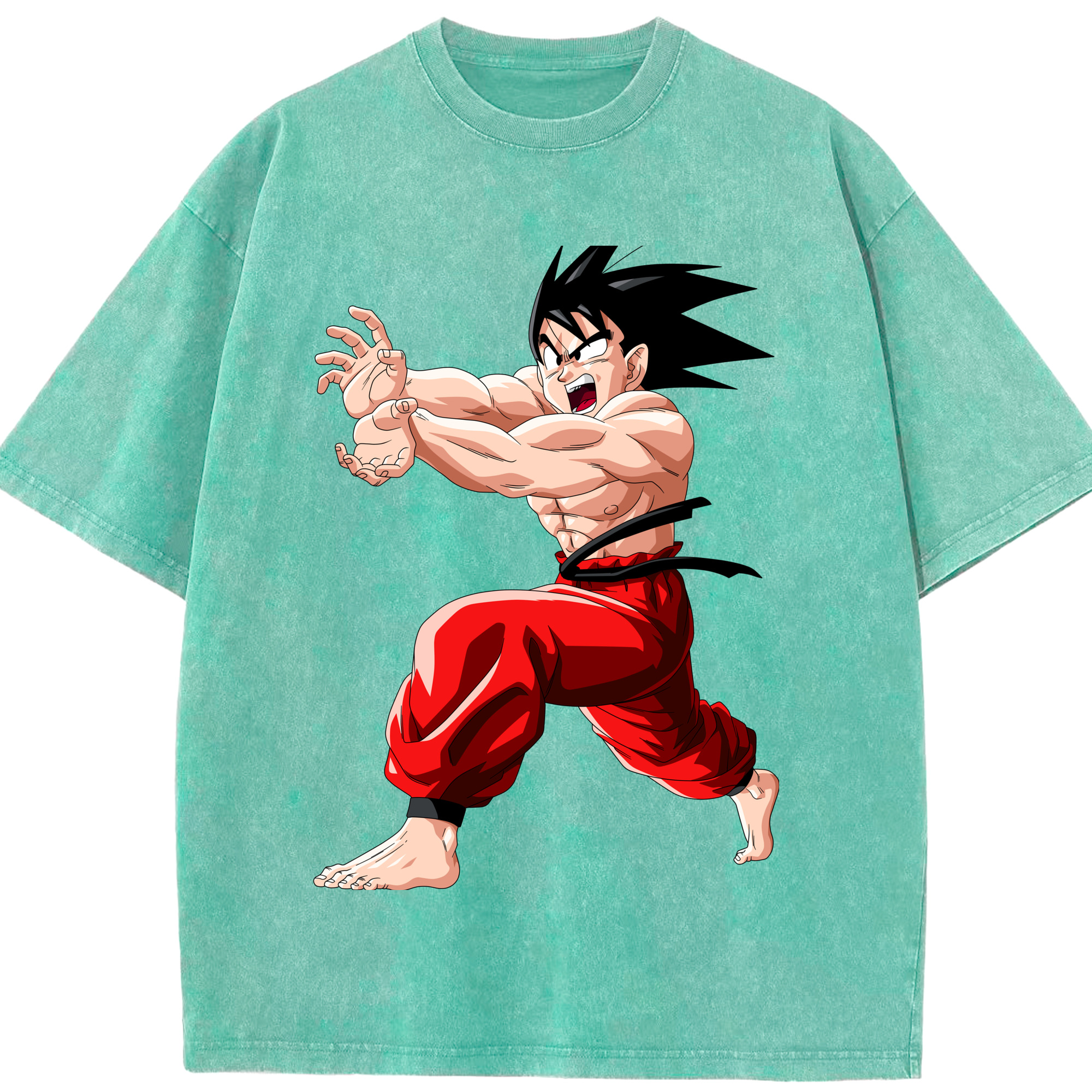 （画像用） ドラゴンボール 孫悟空（そん ごくう）Son Goku カカロット DRAGON BALL Kakarotto 綿100% ヴィンテージ風 半袖Tシャツ（フロントプリント）